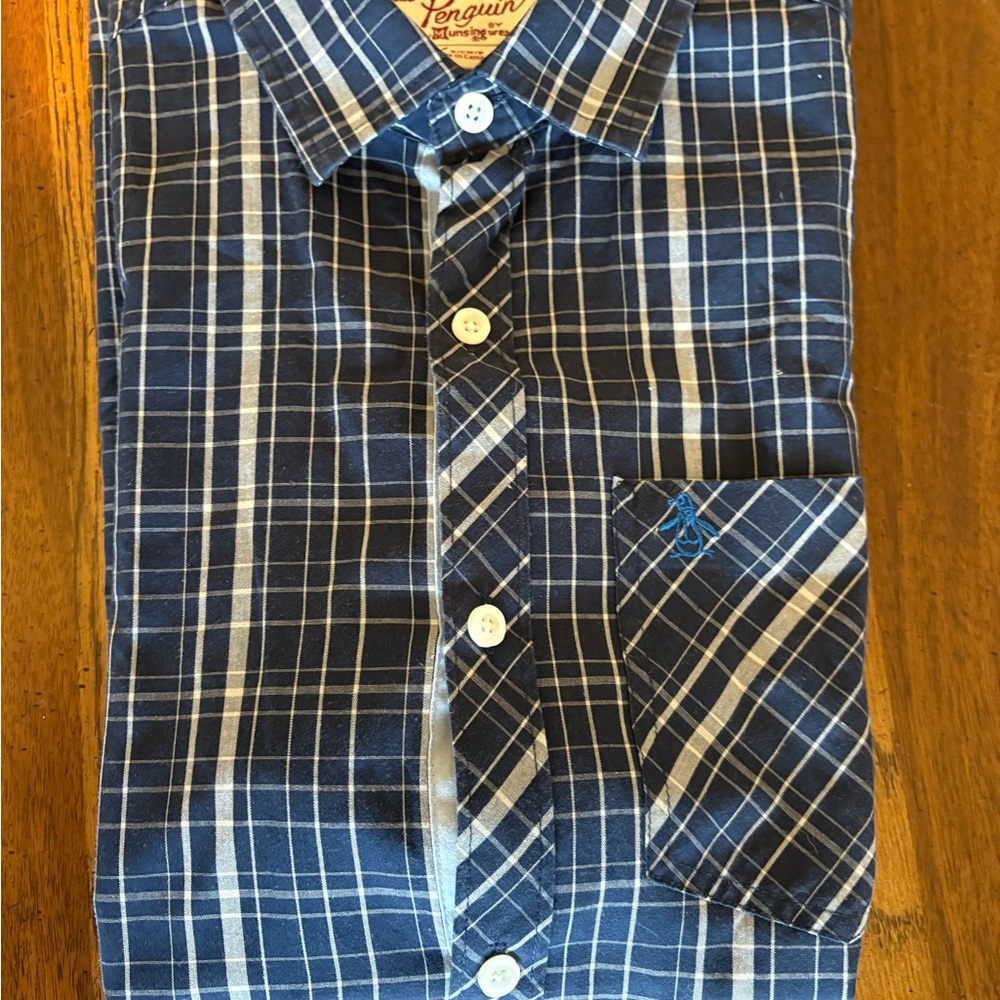 Original Penguin Men's Navy Checkered Shirt